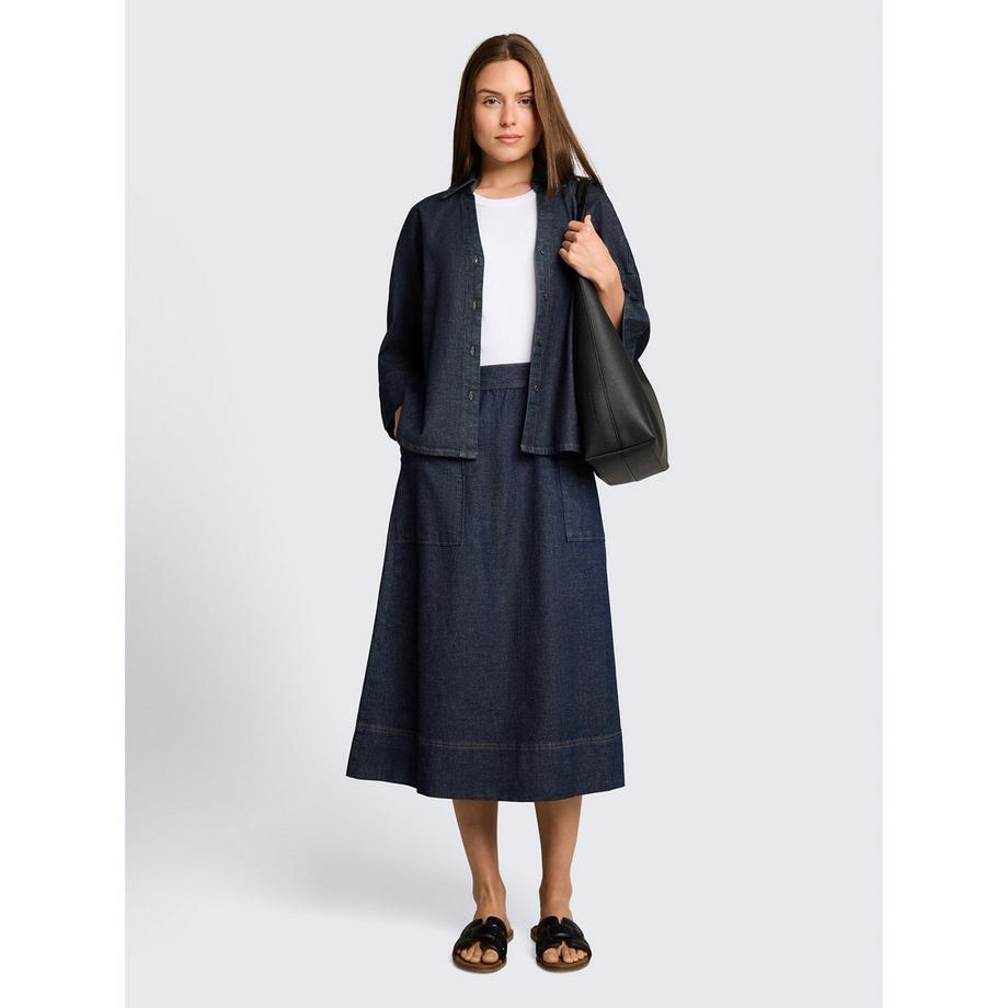TOM TAILOR Denim Bluse mit Knopfleiste und aufrollbaren Ärmeln  
