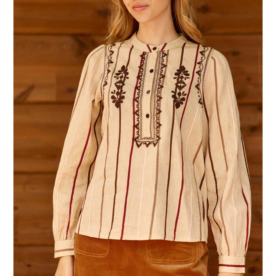 La Petite Etoile Blouse rayée avec broderie  