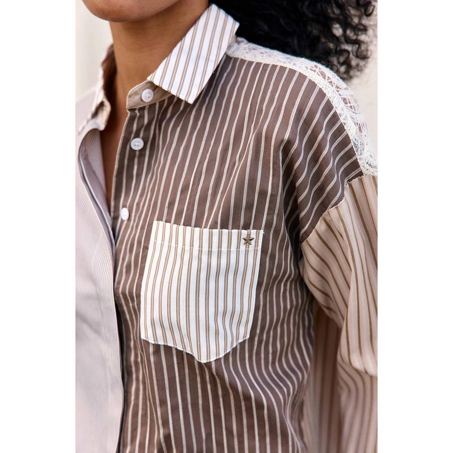 La Petite Etoile Blouse rayée avec panneau en dentelle au dos  