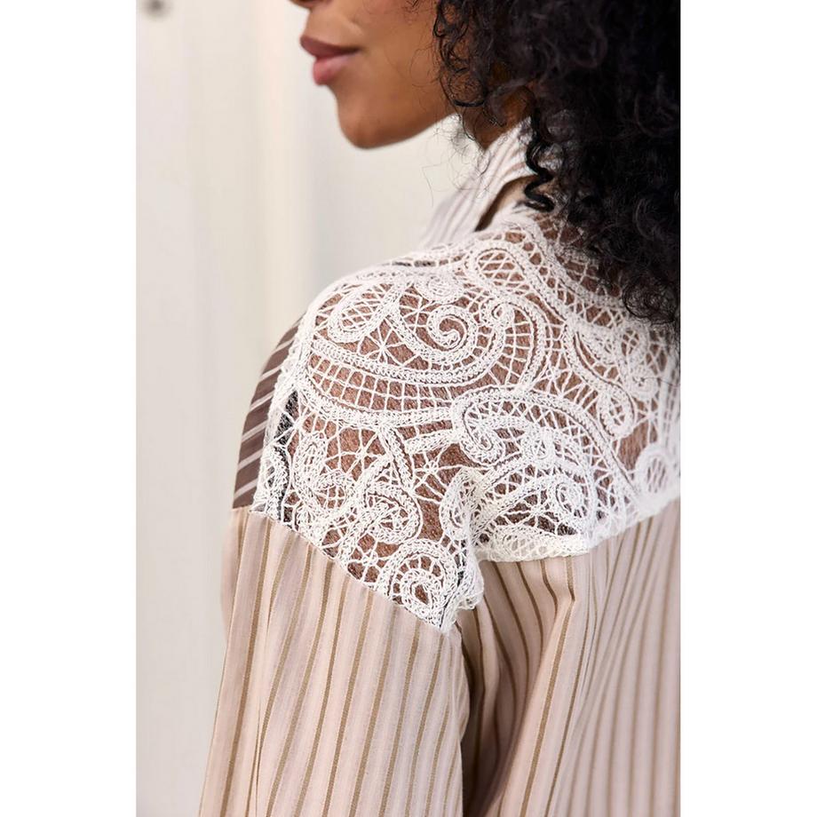 La Petite Etoile Blouse rayée avec panneau en dentelle au dos  