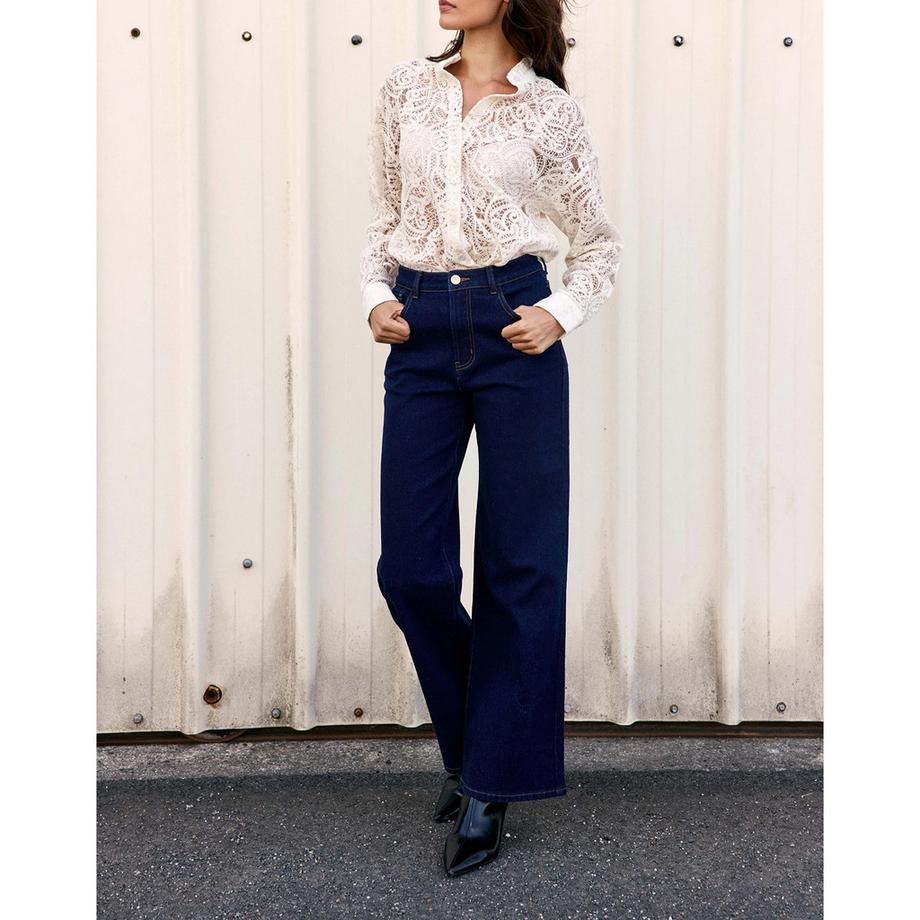 La Petite Etoile Blouse en dentelle à col froncé  