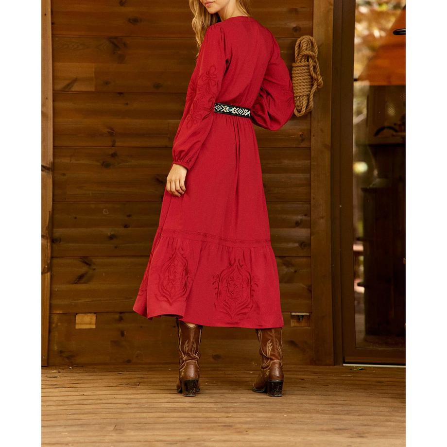 La Petite Etoile Robe à manches longues brodée avec col en V  