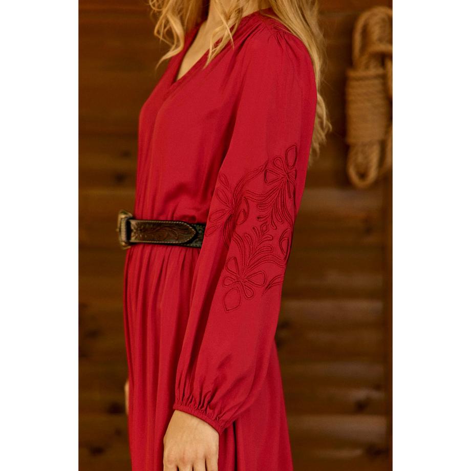 La Petite Etoile Robe à manches longues brodée avec col en V  
