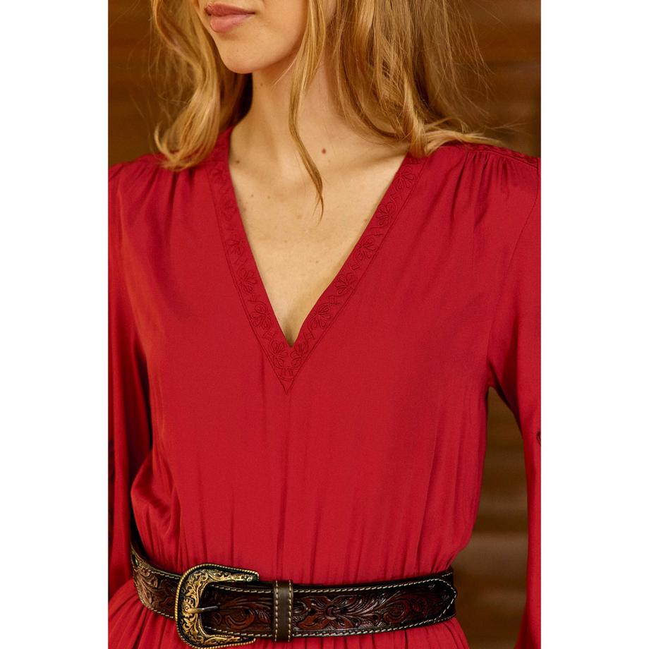 La Petite Etoile Robe à manches longues brodée avec col en V  