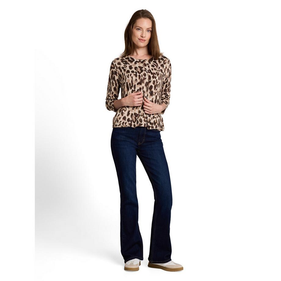 TOM TAILOR Cardigan à manches longues motif léopard  