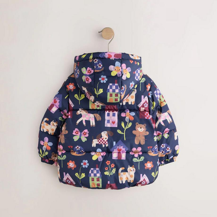 Next Bedruckte Kapuzen-Pufferjacke  