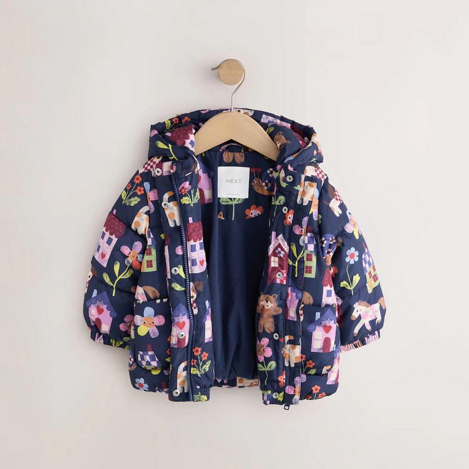 Next Bedruckte Kapuzen-Pufferjacke  