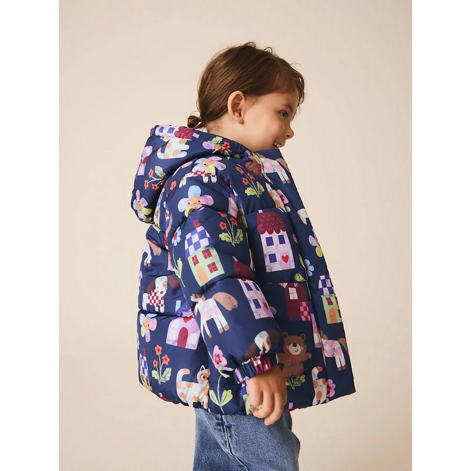 Next Bedruckte Kapuzen-Pufferjacke  