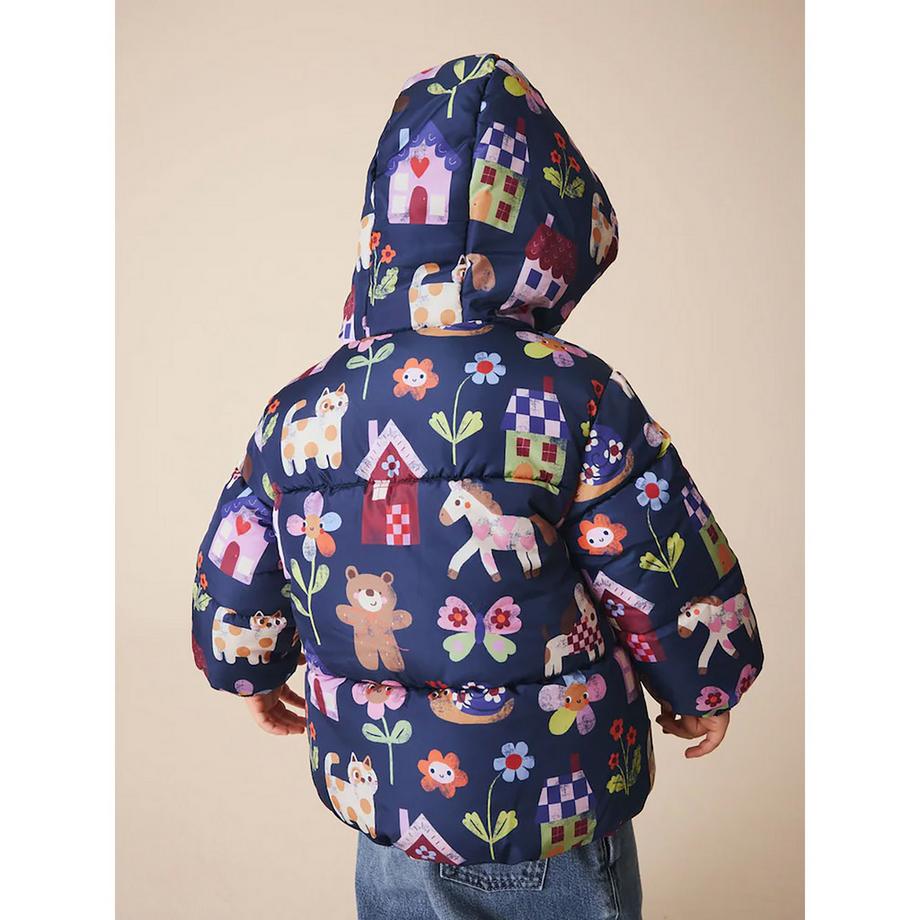 Next Bedruckte Kapuzen-Pufferjacke  