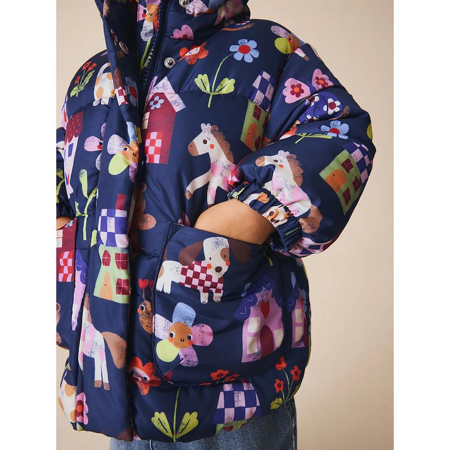 Next Bedruckte Kapuzen-Pufferjacke  