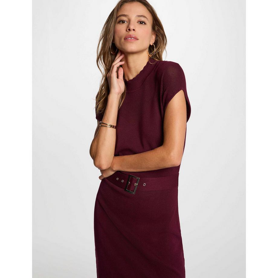 MORGAN Robe tricotée avec col festonné et ceinture  