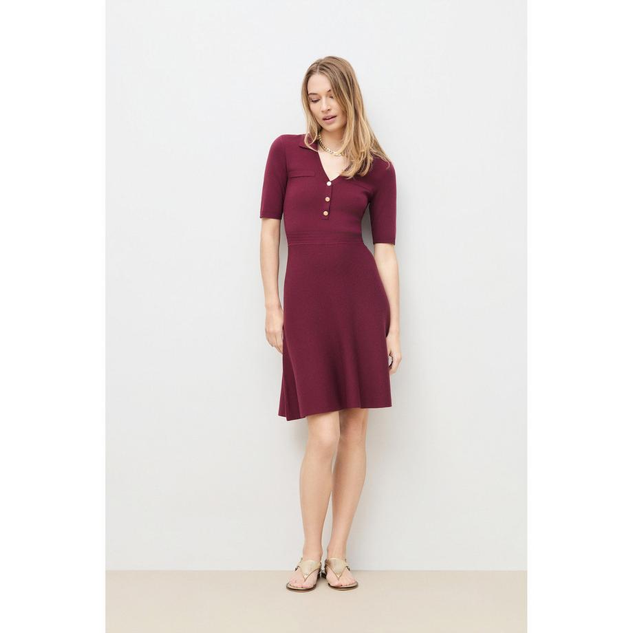 Caroll Vestito a maglia con collo polo e bottoni  