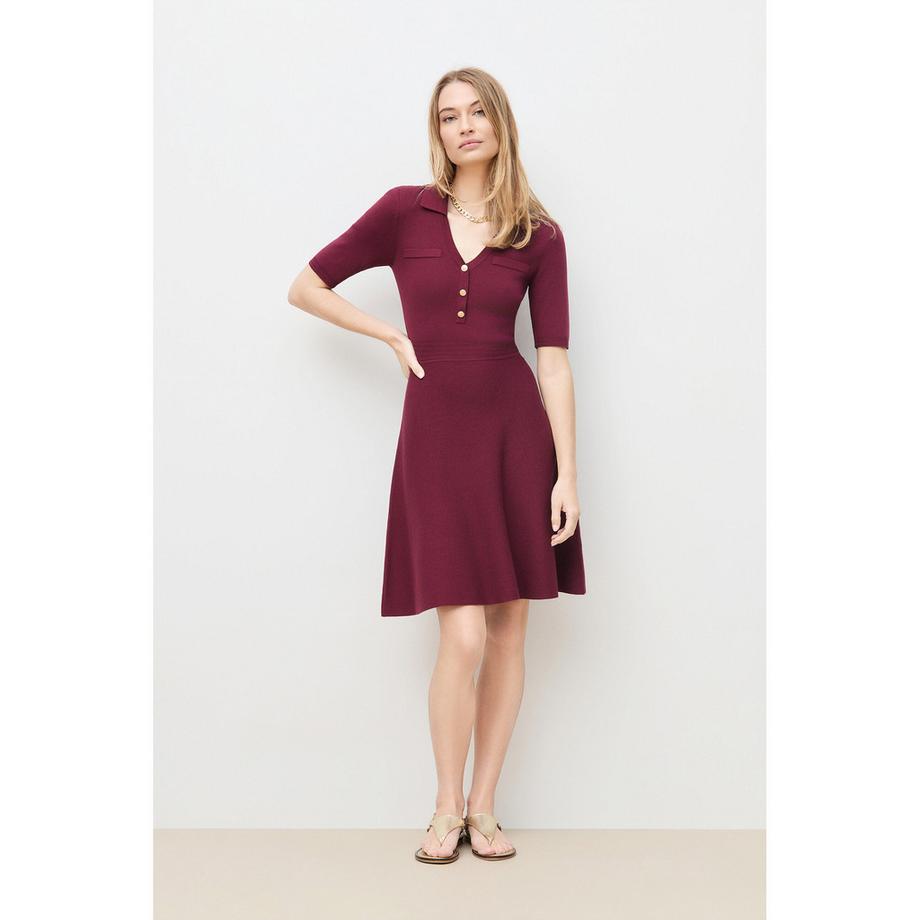 Caroll Vestito a maglia con collo polo e bottoni  