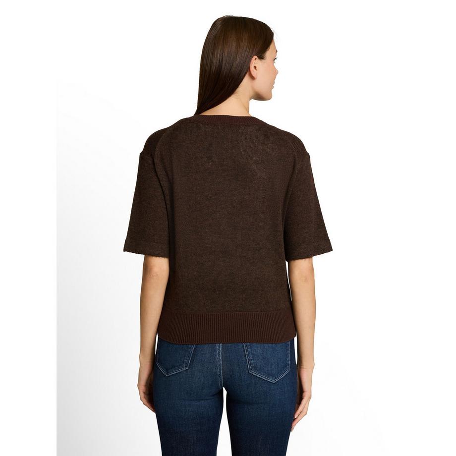 TOM TAILOR Sweat-shirt à manches courtes en tricot côtelé  