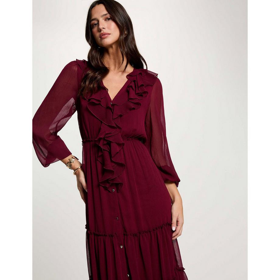 MORGAN Midi Kleid mit Rüschen Detail  