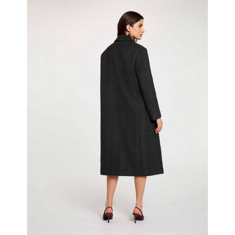 MORGAN Manteau à Carreaux Double Boutonnage  