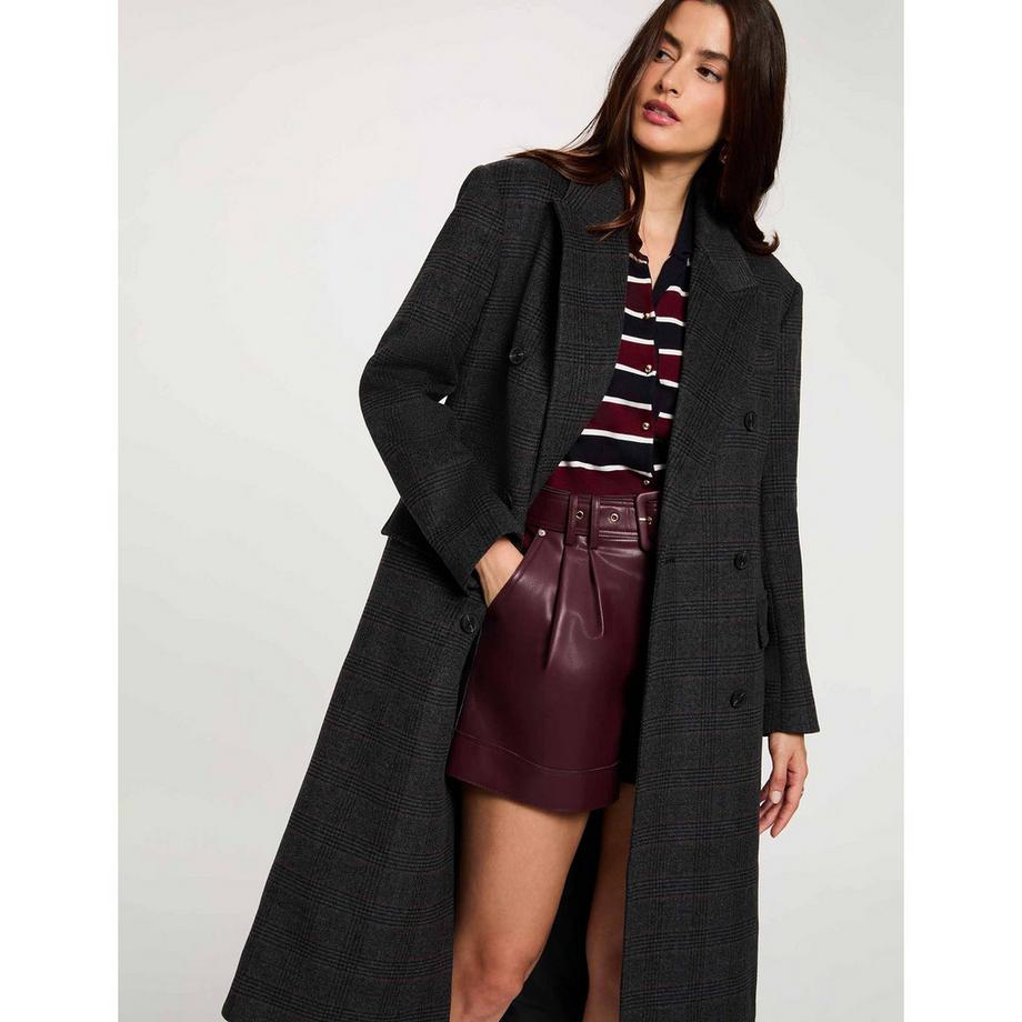 MORGAN Manteau à Carreaux Double Boutonnage  