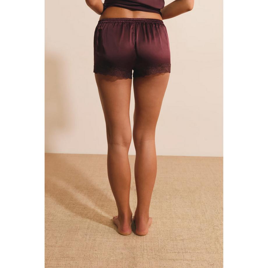 Etam Shorts en satin avec bordure en dentelle  