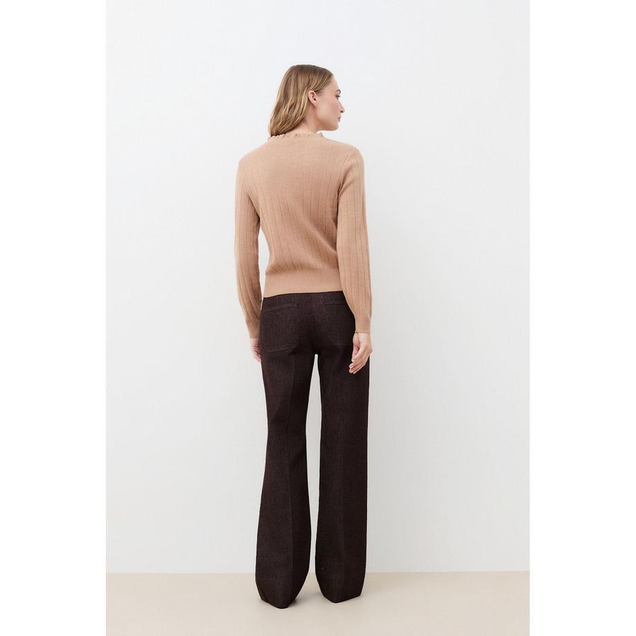 Caroll Gerippter Strickcardigan mit Rüschenkragen  