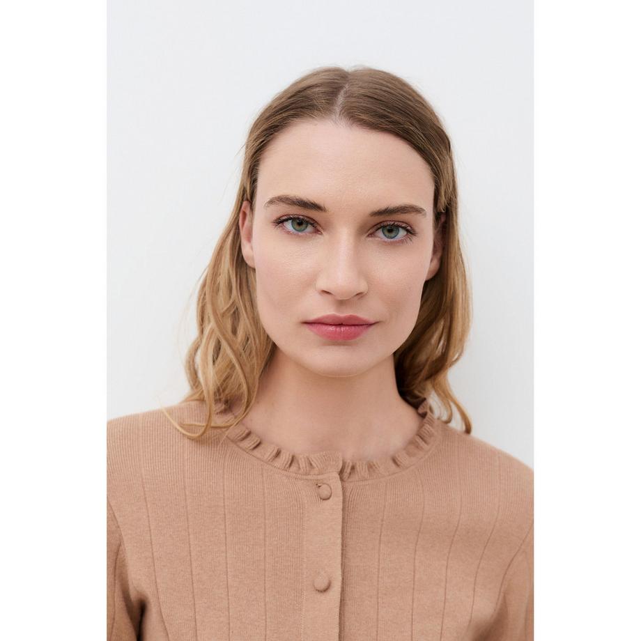 Caroll Gerippter Strickcardigan mit Rüschenkragen  
