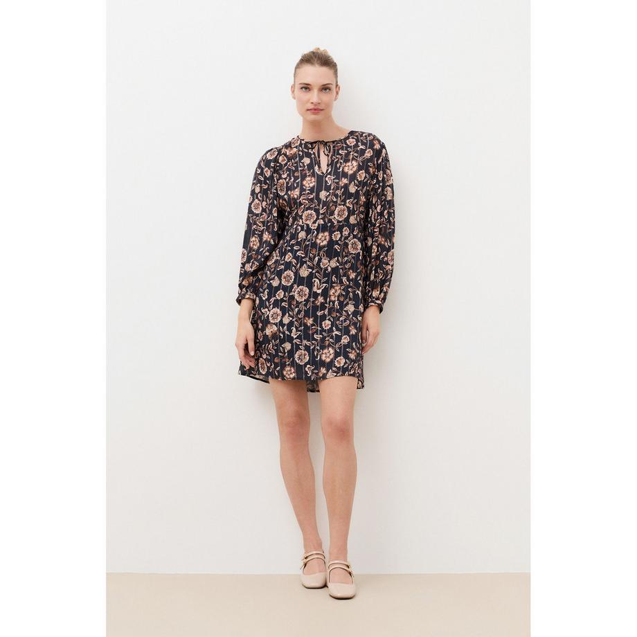 Caroll Robe à Imprimé Floral avec Col Lié et Manches Bouffantes  