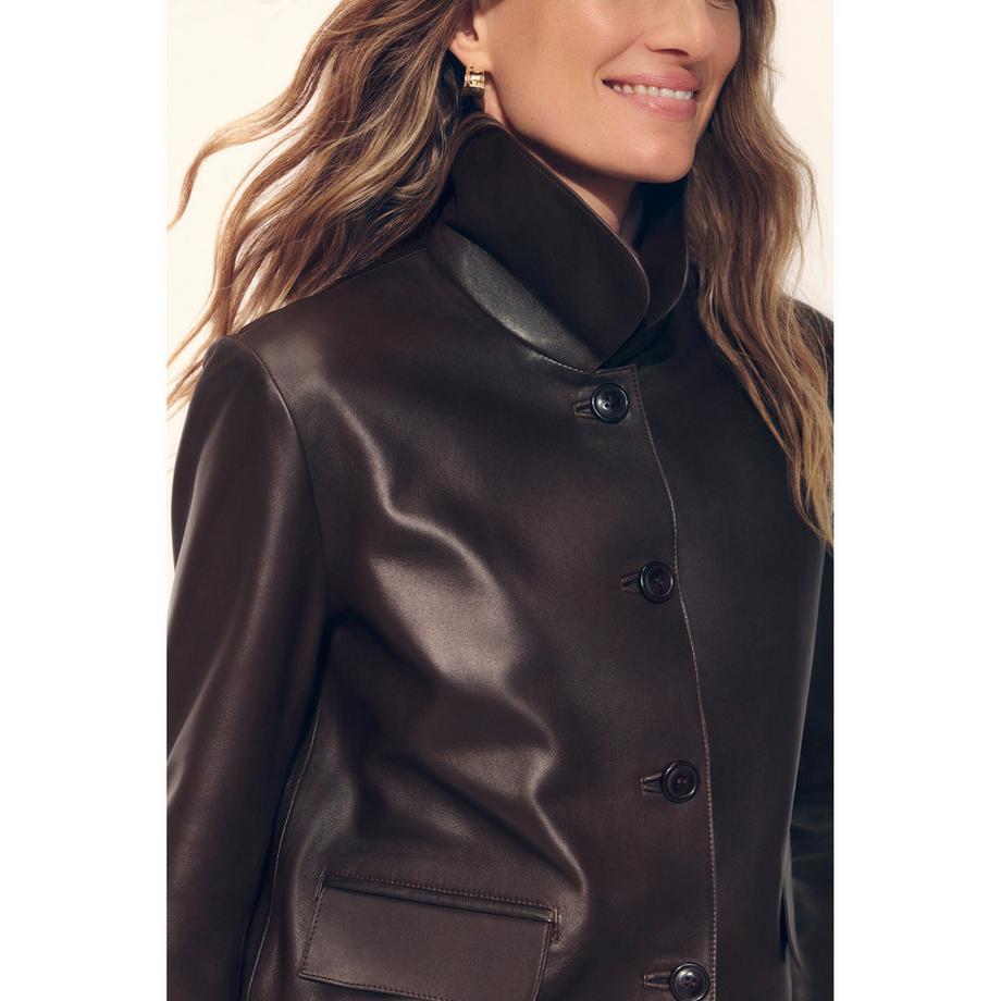 Caroll Veste en cuir à col montant  