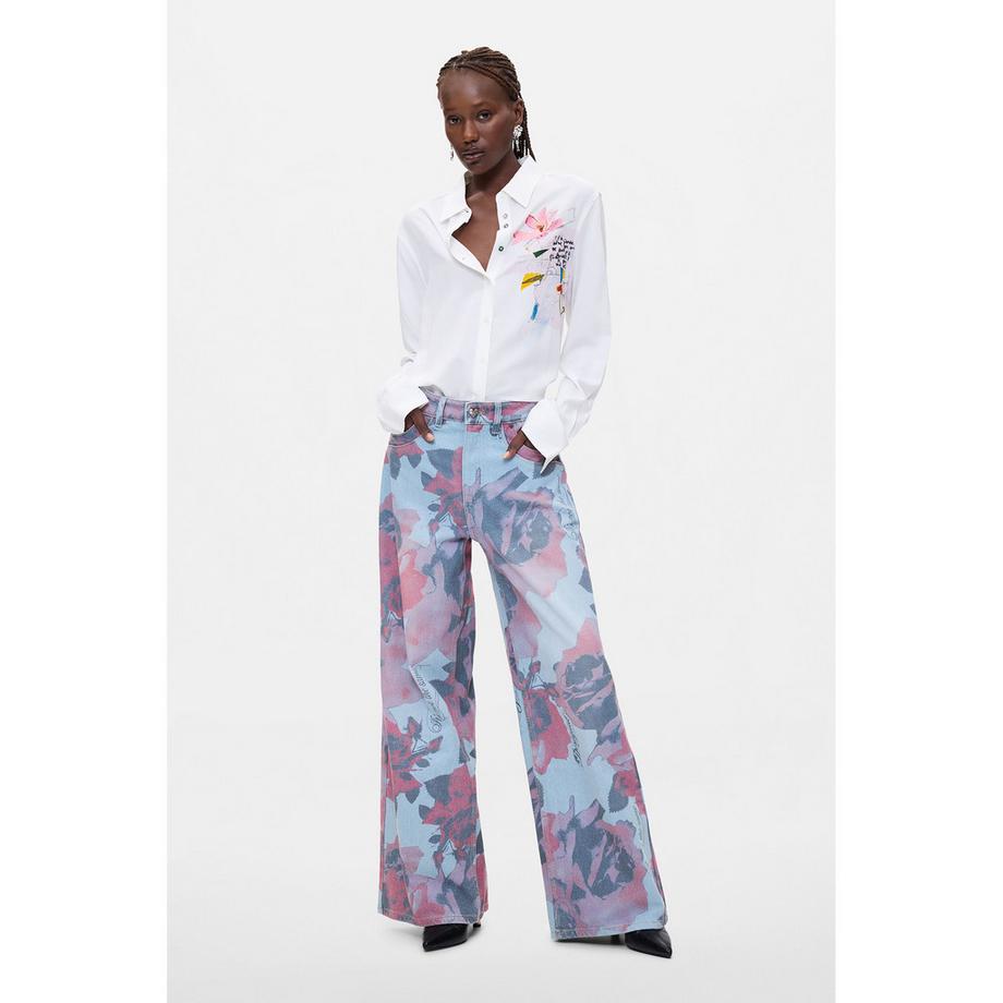 Desigual Jeans a gamba larga con stampa floreale  