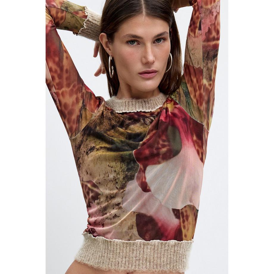 Desigual T-shirt à manches longues imprimé floral  