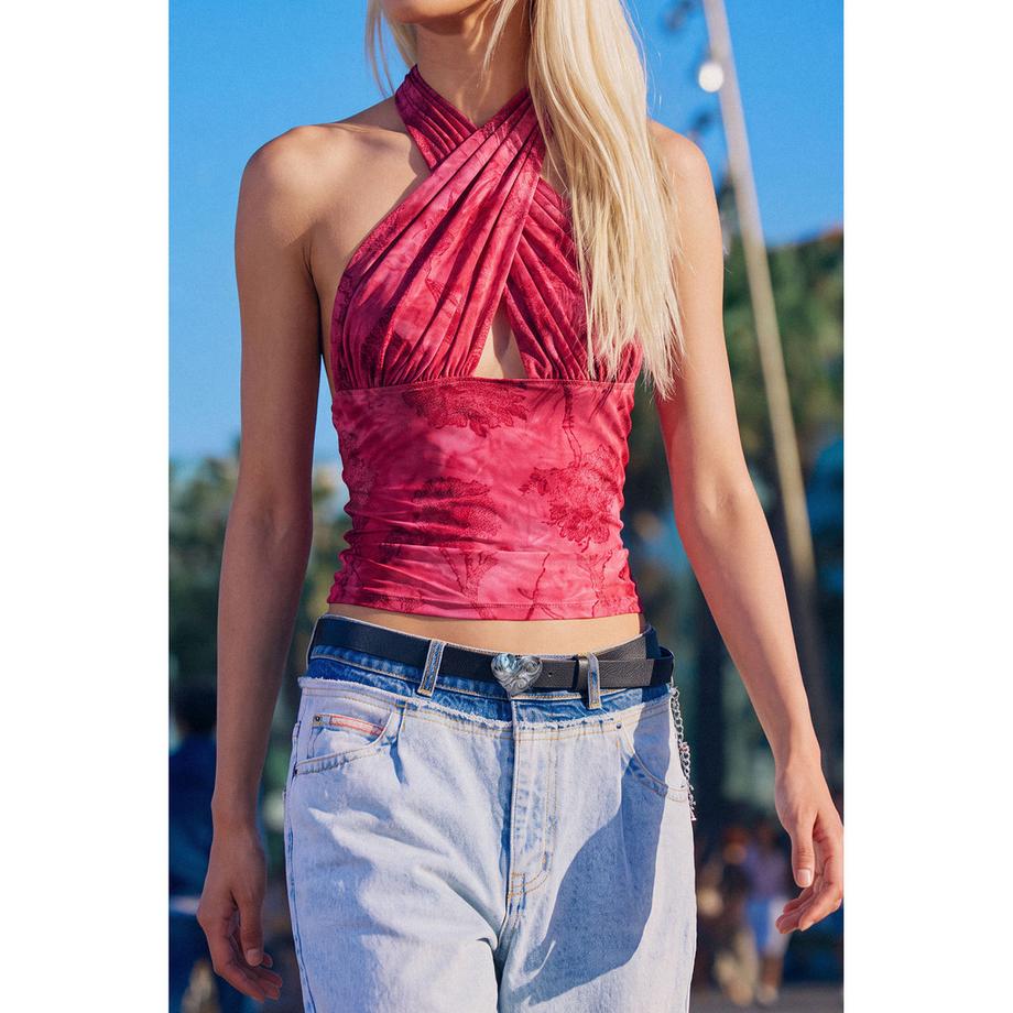 Desigual Halter Neck Crop Top  