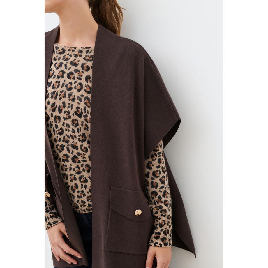 Caroll Poncho mit V-Ausschnitt und asymmetrischem Saum  