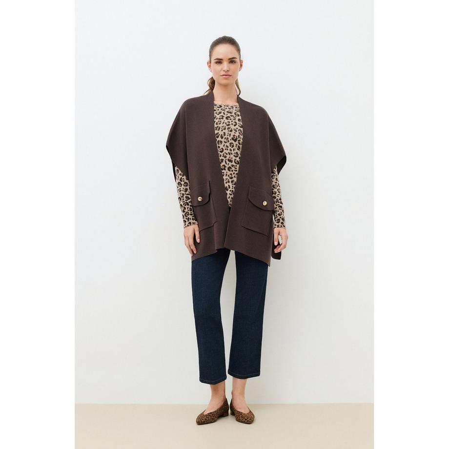 Caroll Poncho mit V-Ausschnitt und asymmetrischem Saum  