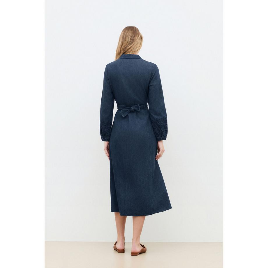 Caroll Besticktes Jeans Hemdkleid  