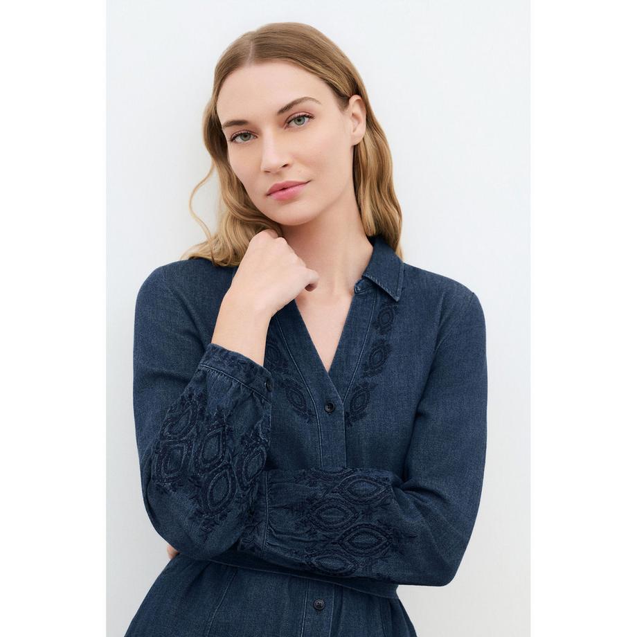 Caroll Besticktes Jeans Hemdkleid  