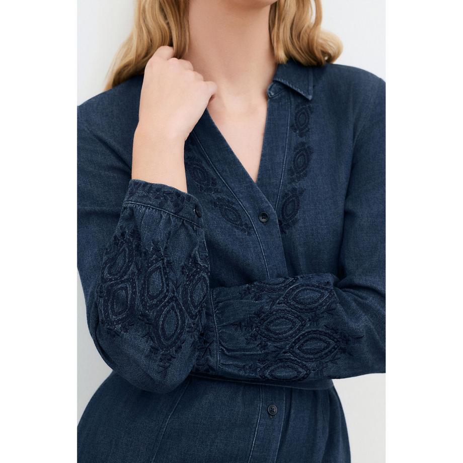 Caroll Besticktes Jeans Hemdkleid  