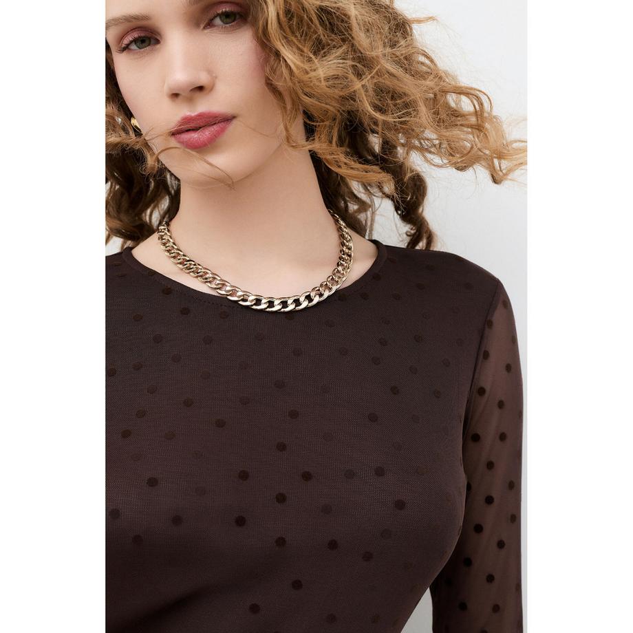 Caroll T-shirt à manches longues à pois  