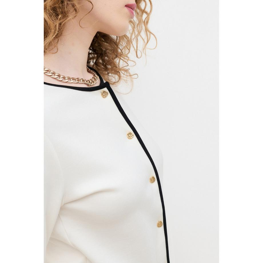Caroll Gilet mit Kontrastbesatz und Goldknöpfen  