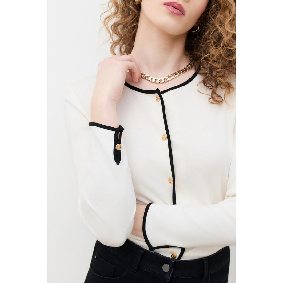 Caroll Gilet mit Kontrastbesatz und Goldknöpfen  