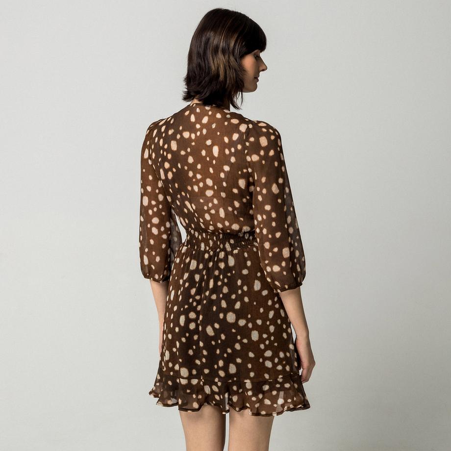 MORGAN Robe à pois avec col en V et manches bouffantes  