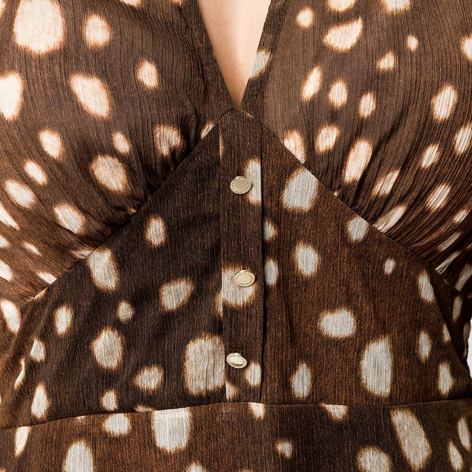 MORGAN Robe à pois avec col en V et manches bouffantes  