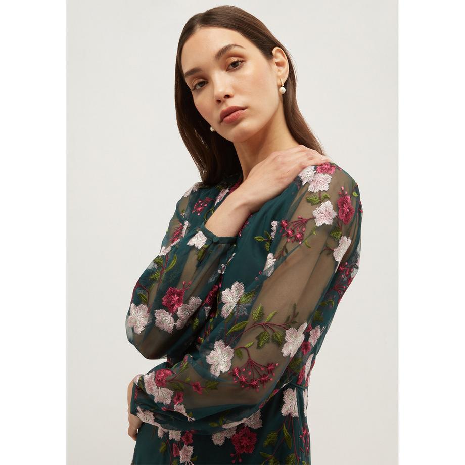 HOBBS FLO abito midi con ricamo floreale  