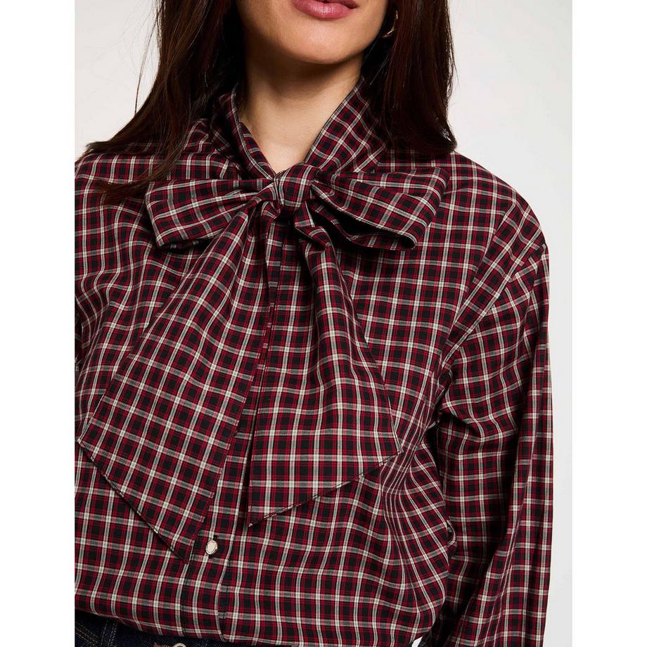MORGAN Chemise à carreaux avec col nœud  