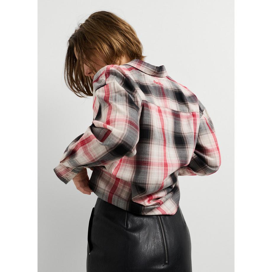 Pepe Jeans London Karierte Hemdbluse mit Knopfleiste  