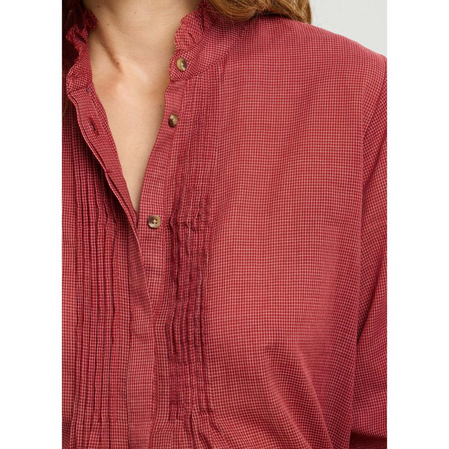 Pepe Jeans London Gingham Bluse mit gerüschtem Kragen  