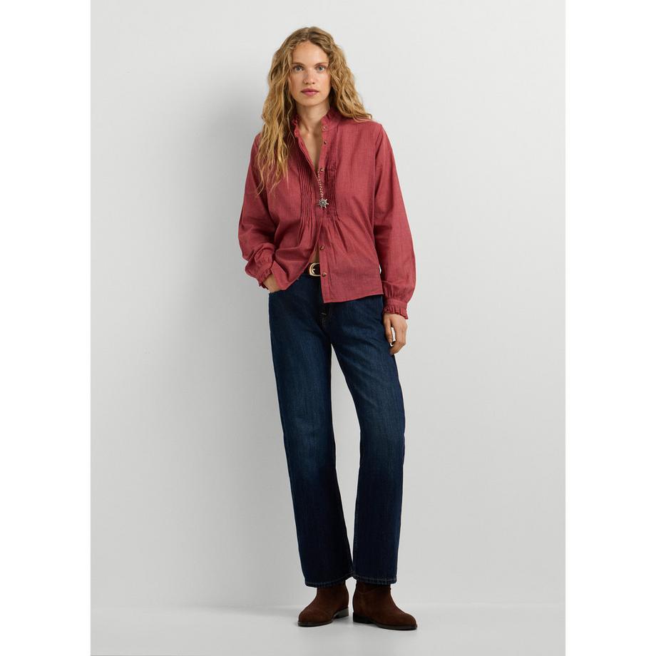 Pepe Jeans London Gingham Bluse mit gerüschtem Kragen  