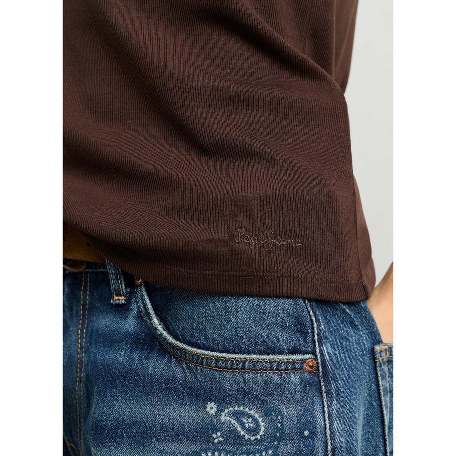 Pepe Jeans London T-shirt a maniche lunghe costato con collo alto  
