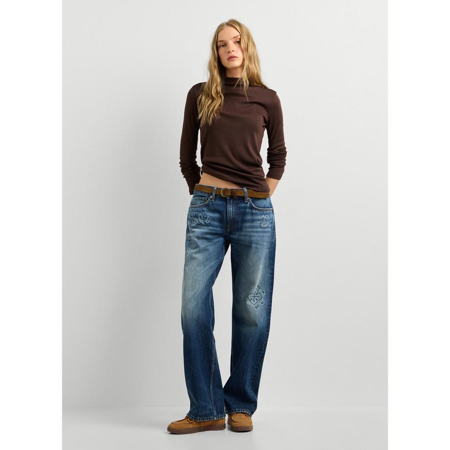 Pepe Jeans London T-shirt a maniche lunghe costato con collo alto  