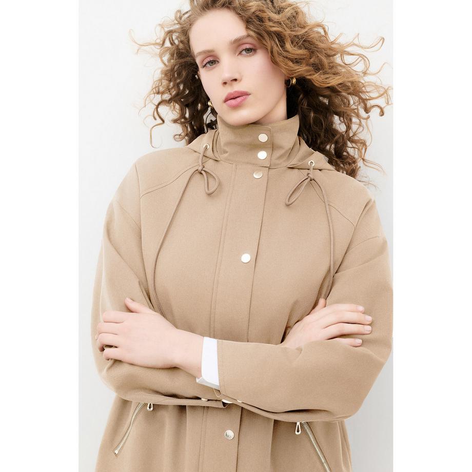 Caroll Manteau double boutonnage avec capuche  