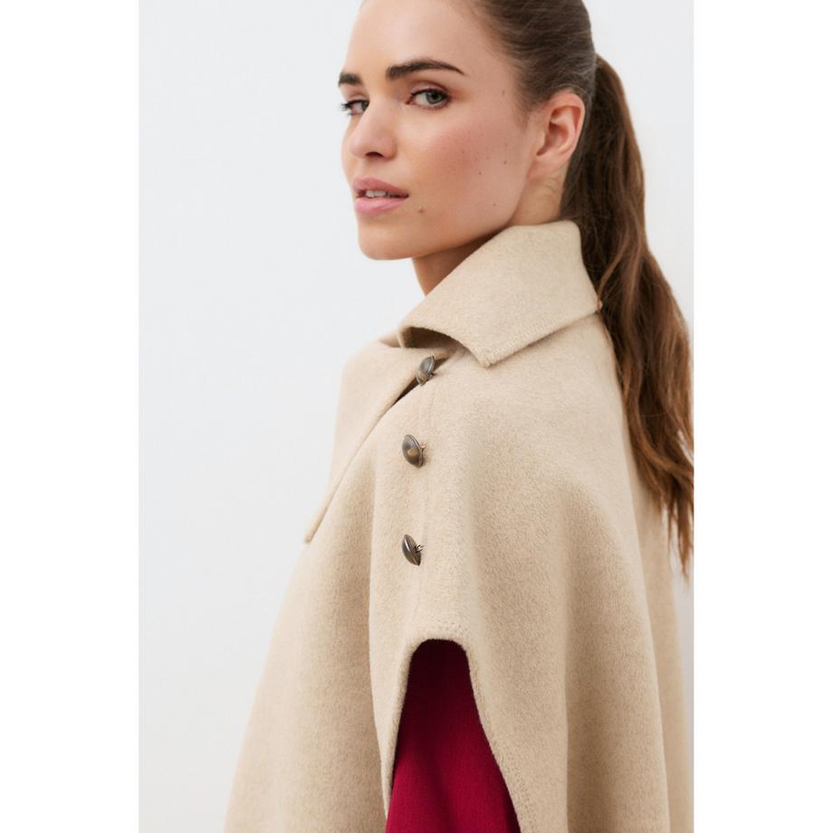 Caroll Poncho à col et boutons avec franges  