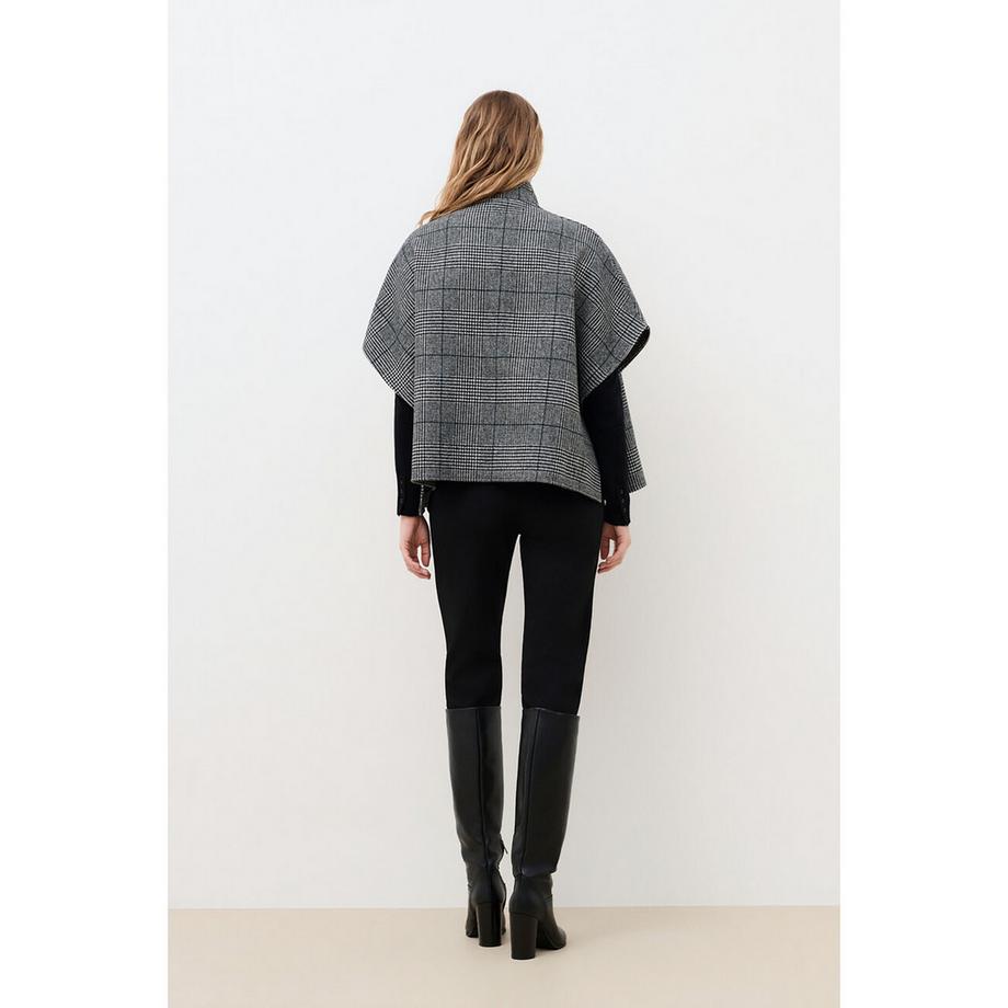 Caroll Poncho à carreaux avec col montant  