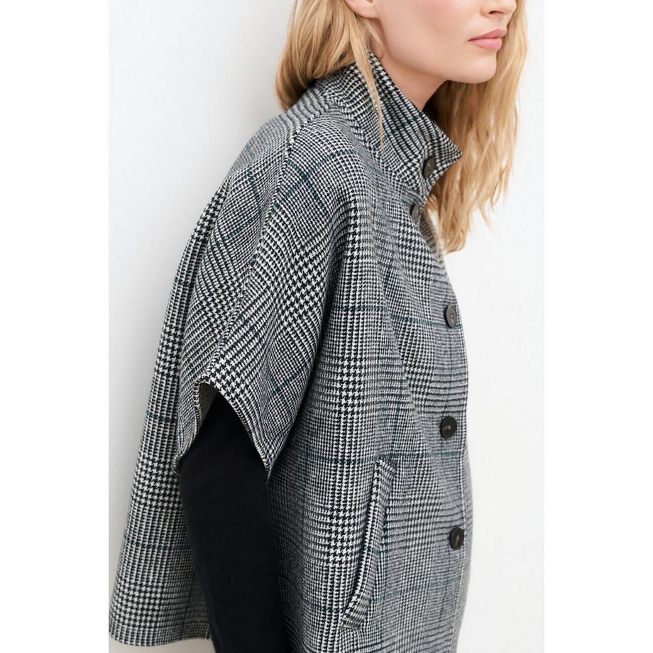 Caroll Poncho à carreaux avec col montant  